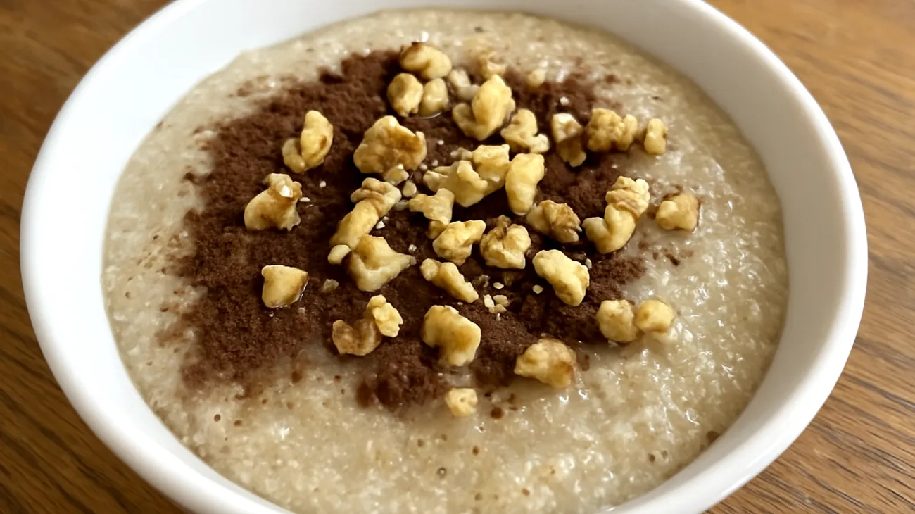 Amaranth-Pudding mit Kakao und Walnüssen"