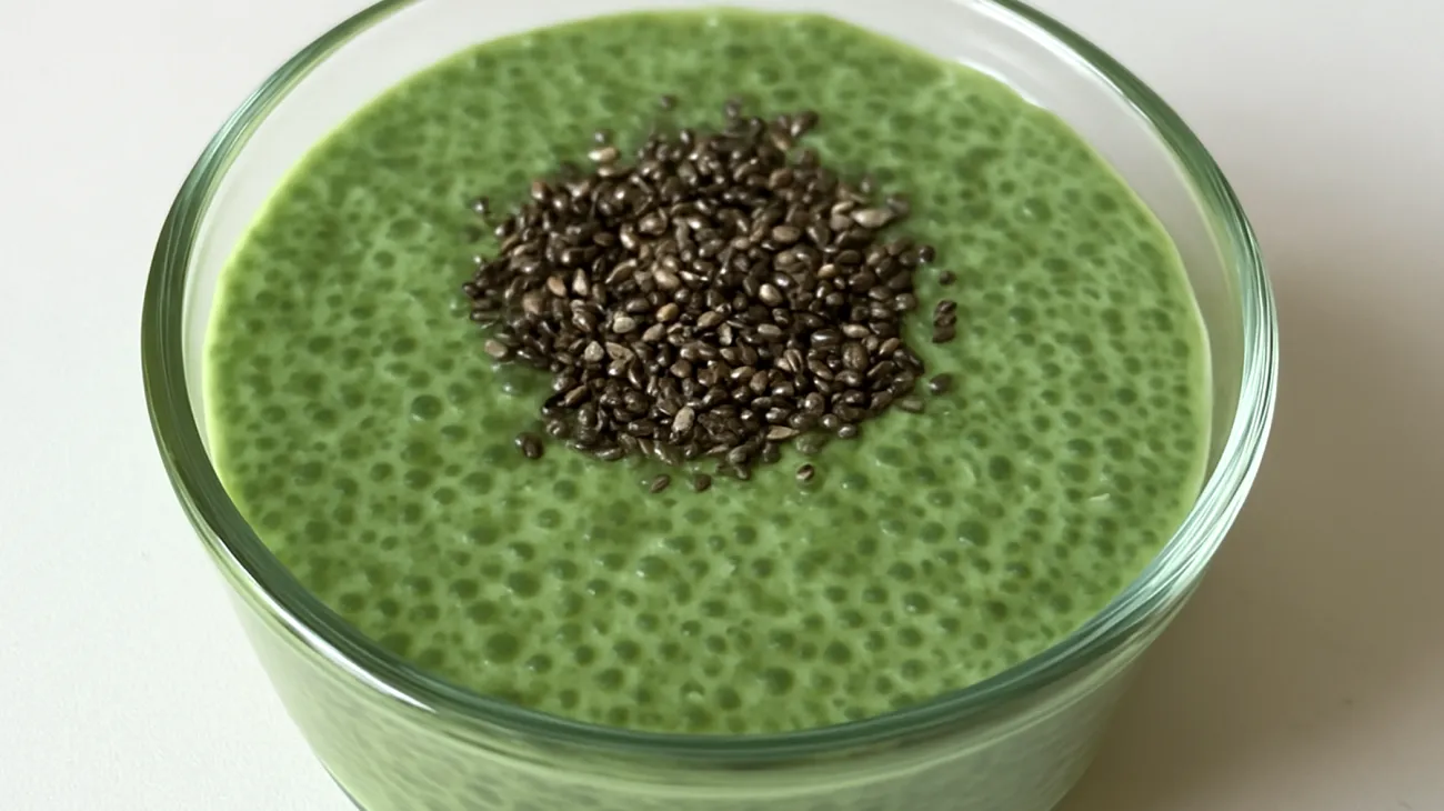 Chia-Pudding mit Matcha und Mandelmilch"