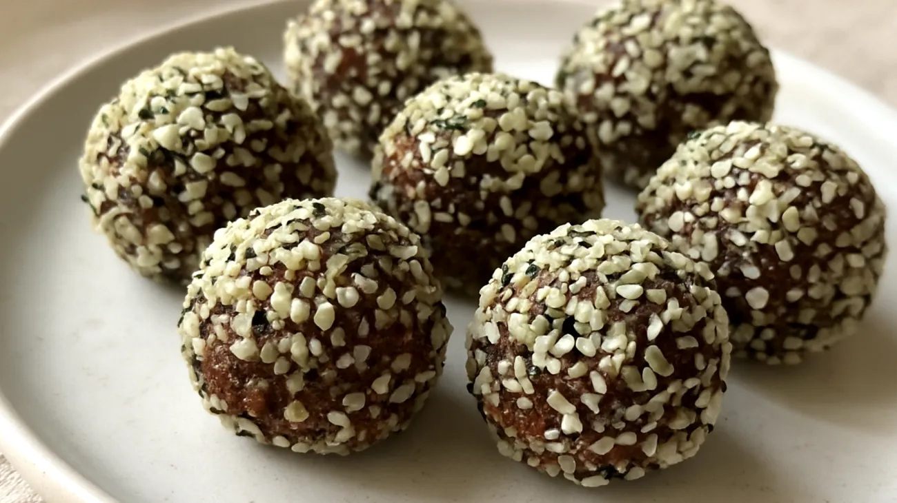 Amaranth-Kakao-Energiebällchen mit Hanfsamen"