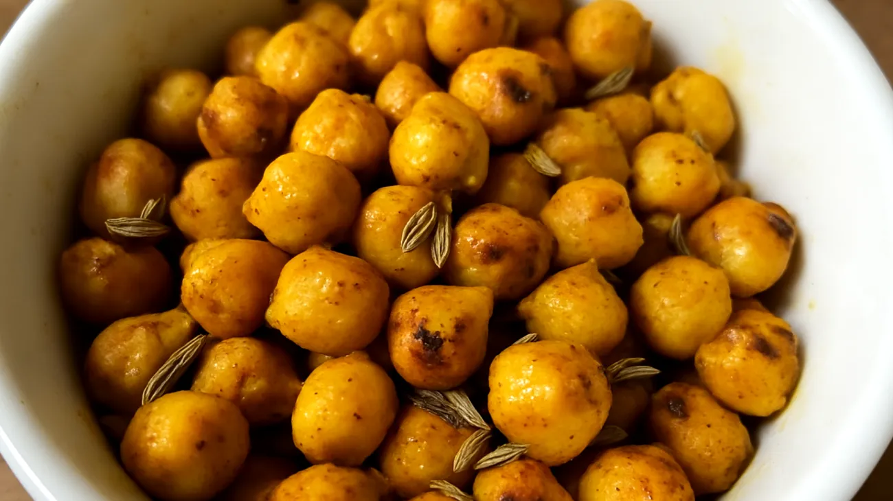 Geröstete Kichererbsen mit Fenchelsamen und Kurkuma"