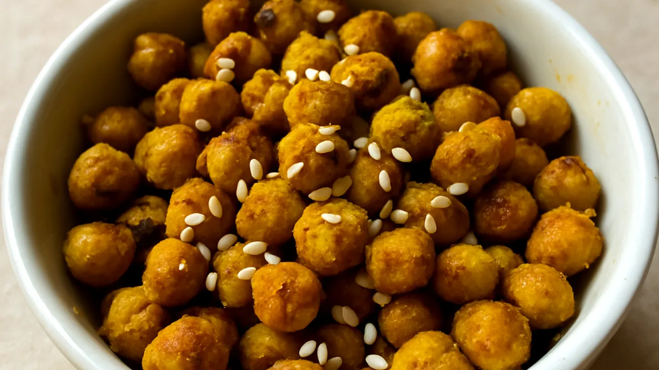 Geröstete Kichererbsen mit Kurkuma und Sesam"