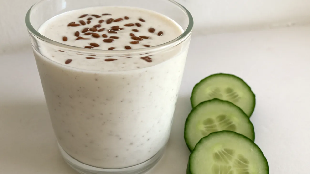 Kefir-Smoothie mit Leinsamen und Gurke"