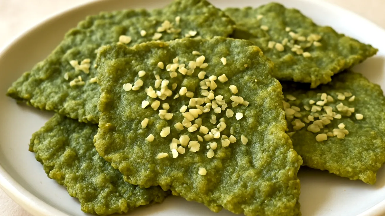 Kichererbsen-Spirulina-Cracker mit Hanfsamen"