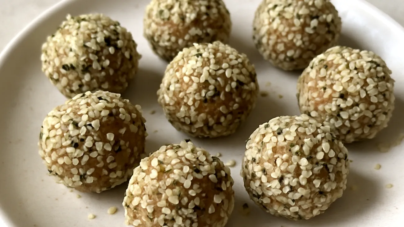 Tahini-Dattel-Energiebällchen mit Hanfsamen"